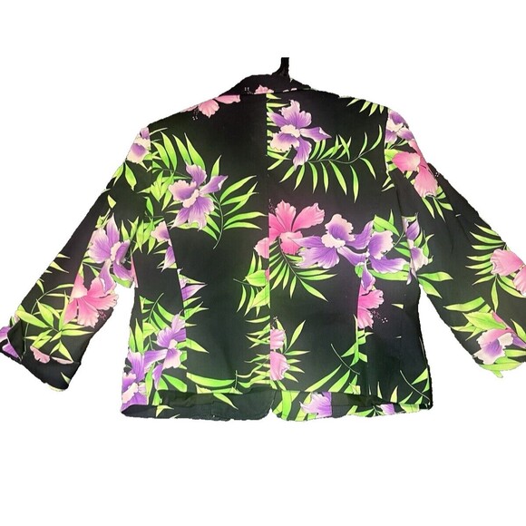 Rafaella Blazer‎ Womens Size 6 Black Floral Button Boho Career Office Preppy - Picture 7 of 10